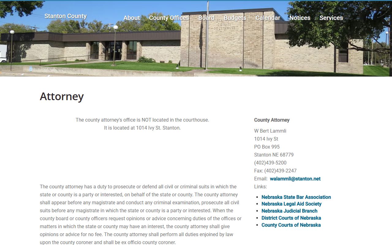 Stanton County court records after arrest county attorney contact page